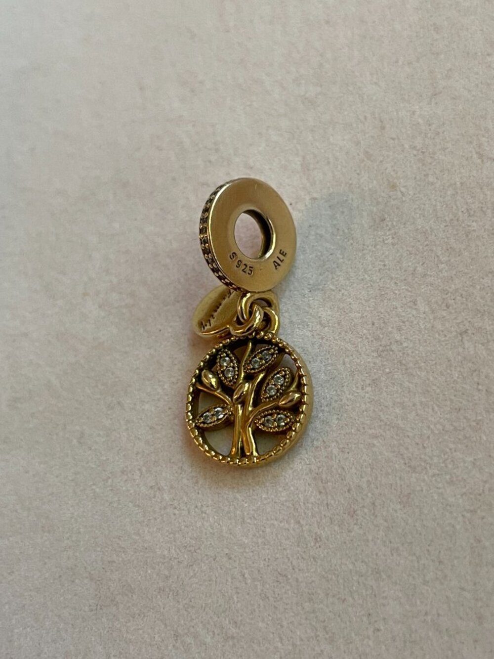 Pandora Sparkling Family Tree Dangle Charm 768661C01 14K Gold-Plated CZ